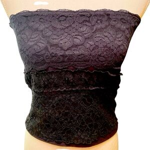 Black Lace Strapless Tube Top - Medium